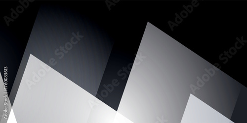 Abstract Geometric Background with Diagonal White, Gray and Black Translucent Shapes. Ideal for professional presentations, business branding, digital design, website headers, or elegant projects.