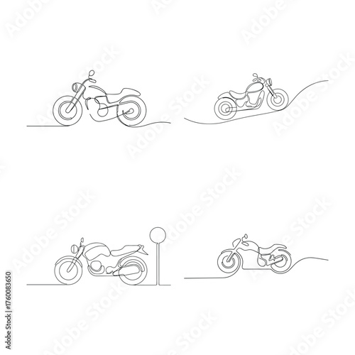Continuous line drawings motorcycles Single line bike vehicle