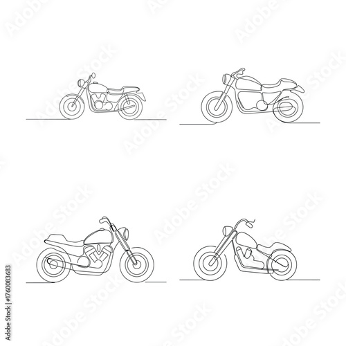 Continuous line drawings motorcycles Single line bike vehicle 1