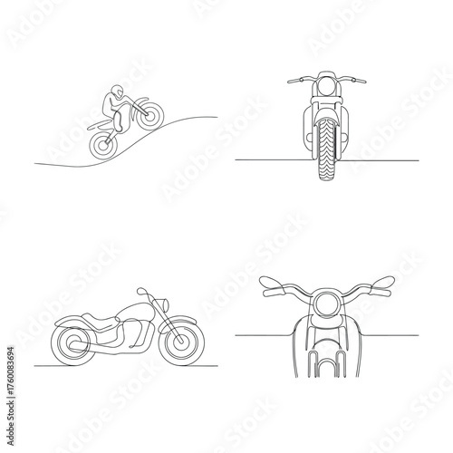 Continuous line drawings motorcycles a rider Single line motorbike helmet 1