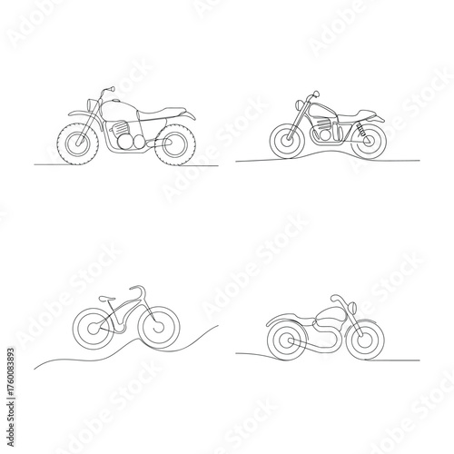 Continuous line drawings motorcycles Single line bike vehicle 2