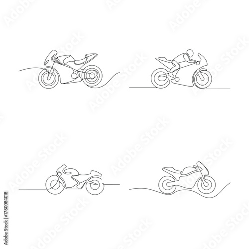 Continuous line drawings motorcycles a rider Single line motorbike racing 1