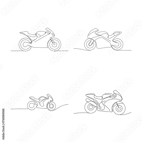 Continuous line drawings sport motorcycles Single line sportbike bike