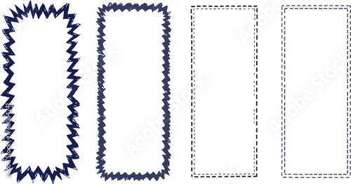 Four vertical decorative borders with different zigzag and dotted patterns on a white background