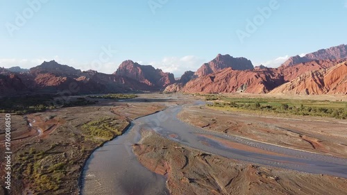 drone shot of the tianshan mysterious grand canyon in xinjiang, china