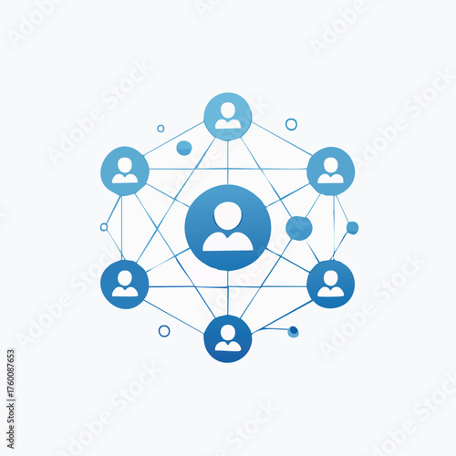 Network of Connected People Representing Social Connections and Teamwork