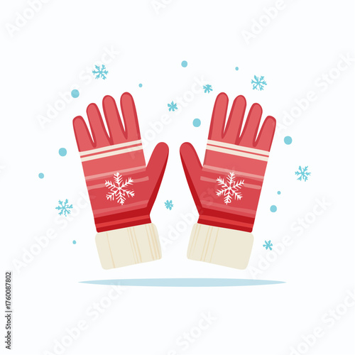 Gants d’hiver stylisés en design plat minimaliste