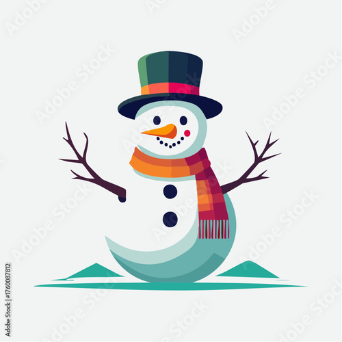 Bonhomme de neige stylisé minimaliste en design plat