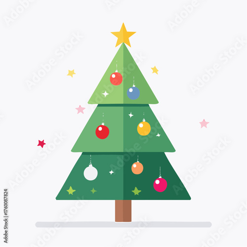 Sapin de Noël stylisé minimaliste en design plat