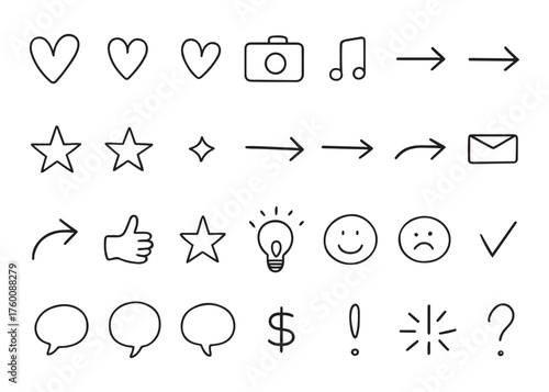 Hand-Drawn Doodle Icon Set — Outline Sketch Icons (SVG/PNG) for UI, Social Media, Stickers & Print