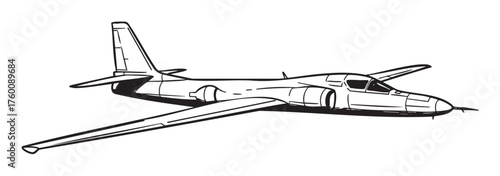 Black outline drawing of a high-altitude reconnaissance aircraft with long wings and a streamlined fuselage.