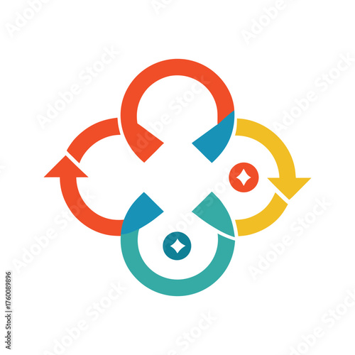 Step Process Infographic with Four Circular Icons