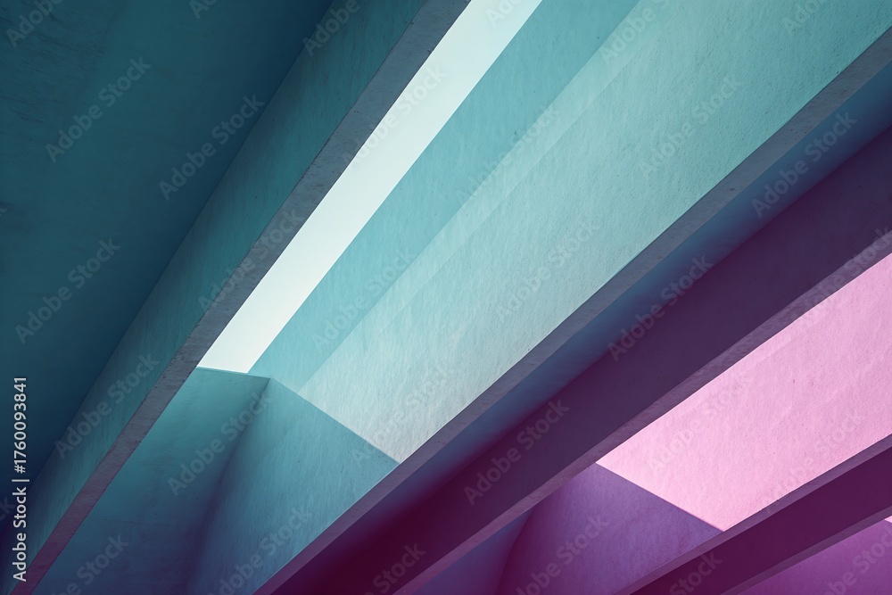 Obraz premium Modern Geometric Design in Interior Architecture: Abstract Lines, Angles, and Vibrant Hues for Aesthetic Artistic Perspective