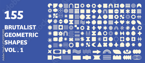 Brutalist abstract geometric forms. Memphis, fundamental geometric components. Aesthetic bohemian aspects. Basic figures, icons.