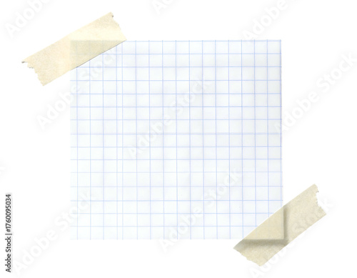 Square gridded paper taped onto a black background with masking tape pieces
