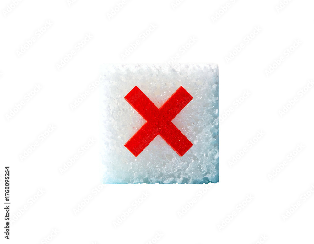 Obraz premium Close-up of a sugar cube with a vibrant red 