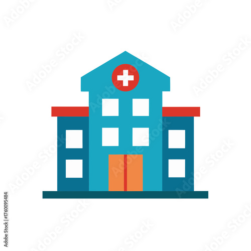 hospital building icon clipart vector on transparent background