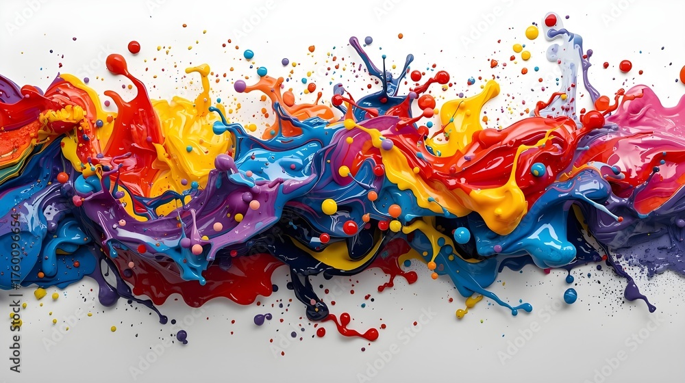 Fototapeta premium Bright Abstract Paint Swirl on White Background