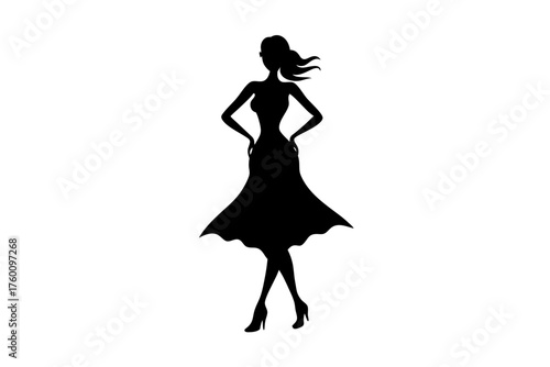 silhouette of a girl in a black dress