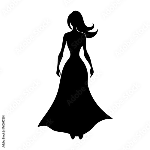 silhouette of a girl in a dress