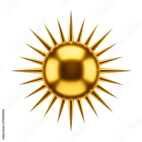 Gold Spiked Sun Icon Isolated On Transparent Background