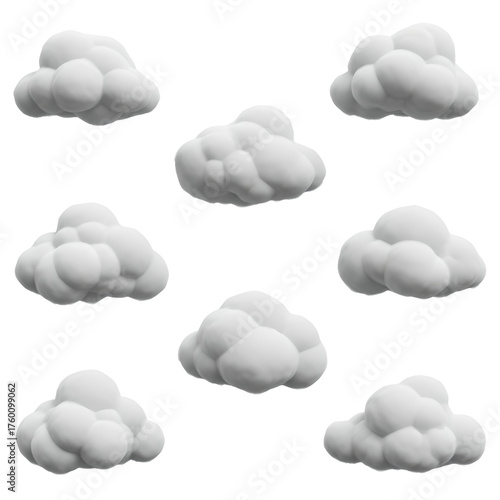 Clouds Cloud White Fluffy 3D Isolated On Transparent Background