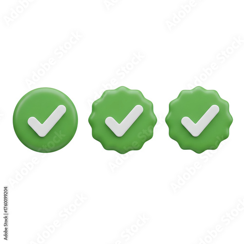 Check Mark Icons Green 3D Render Isolated On Transparent Background