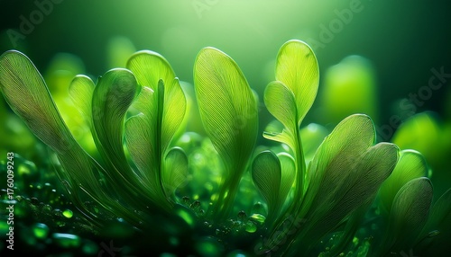 Green Algae Chlorophyta Abstract Close Ups Selective Focus And Creative Lighting