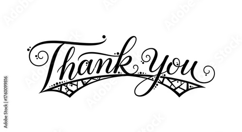 Elegant Calligraphic Thank You Design for Appreciation and Gratitude.