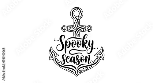 Spooky Season Anchor Design - Halloween Nautical Theme.