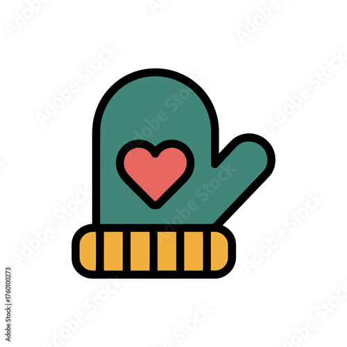 Mitten icon vector on White Background ,Vector Art Illustration on white background.