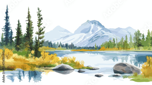 Banff National Park. Banff National Park hand drawn watercolor illustration