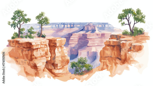 Grand Canyon National Park. Grand Canyon National Park hand drawn watercolor illustration