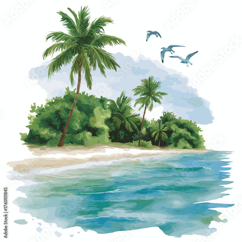 Saona Island. Saona Island hand drawn watercolor illustration