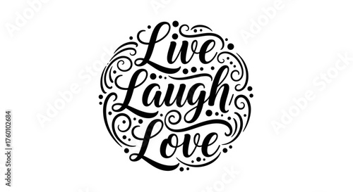 Inspiring Live Laugh Love Typography Design for Positive Vibes and Happiness.
