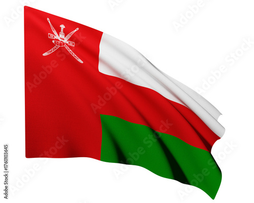Realistic 3D Rendering Waving National Flag of Oman