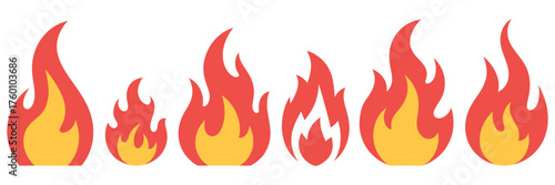 Fire Doodle Vector Icons – Crayon Drawn Red Flames Sticker Collection for Creative Art and Design Projects