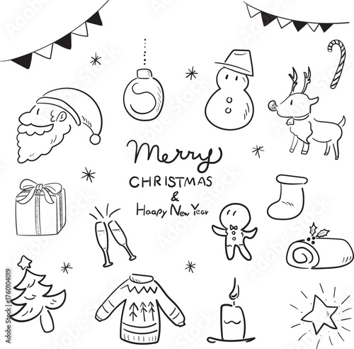 Hand Drawn Christmas Doodle Set
