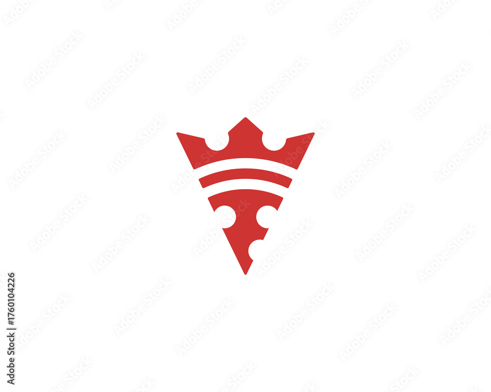 Obraz premium Pizza king logo design template. crown logotype illustration for pizza food restaurant.
