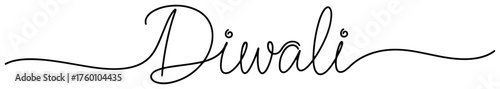 Diwali word continuous one line typography minimalist vector