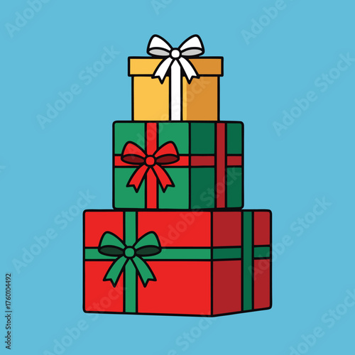 Stack of Colorful Gift Boxes with Ribbons
