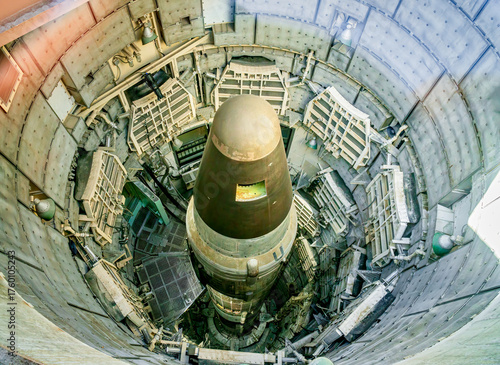 Empty nuclear warhead on a Titan II missile in the launch silo