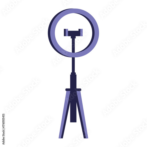 Modern ring light with smartphone holder for influencers, streamers, and video creators seeking perfect lighting for professional looking content, originally a scalable graphic