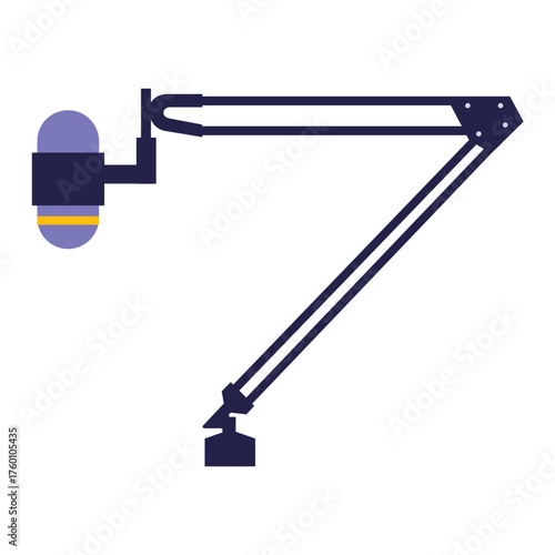 Podcast microphone boom arm for professional audio recording, streaming, and broadcast, ideal for studio setup, vocal booth or gaming station, modern and sleek equipment