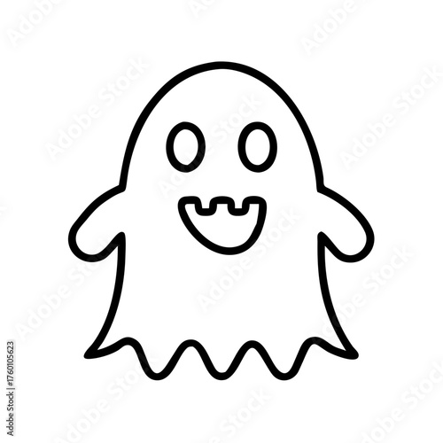 Ghost icon with smiling face on transparent background  