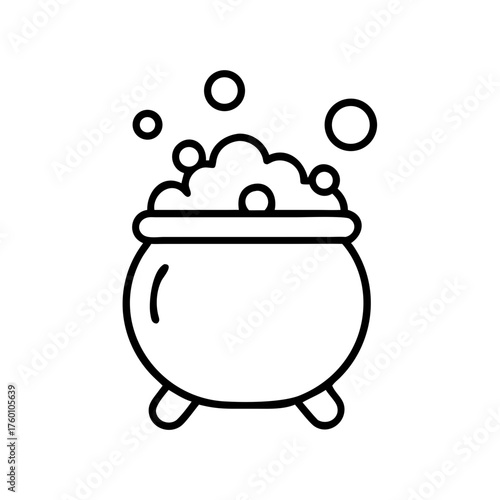 Cauldron with bubbling potion in Halloween theme on a transparent background  