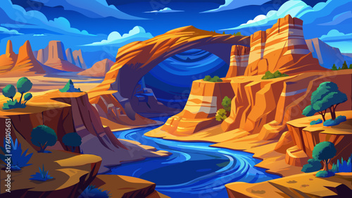 Very beautiful Blue Canyon in Arizona, USA — a hidden scenic sandstone formation with striking blue and ochre tones, rugged cliffs, and dramatic shadows, capturing the raw beauty of the Southwestern 