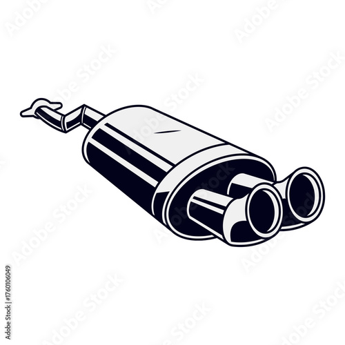 Sleek automotive exhaust system design ready for your project! Bold, stylized muffler rendering for maximum impact, perfect for automotive themes and designs.