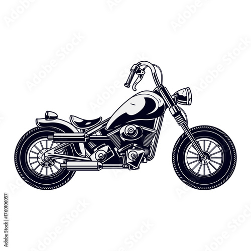 Vintage motorcycle illustration for cool designs, evoking freedom and the open road, perfect for apparel, posters, or branding elements with a classic aesthetic