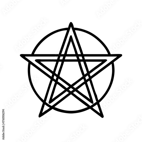 Pentagram symbol in simple line art on transparent background  